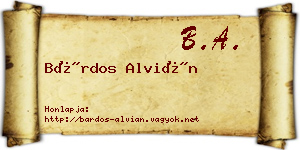 Bárdos Alvián névjegykártya